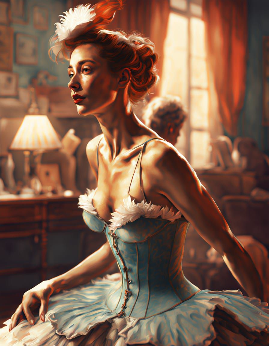 A French Can-Can Dancer Prepares for Her 1900 Paris Performa...