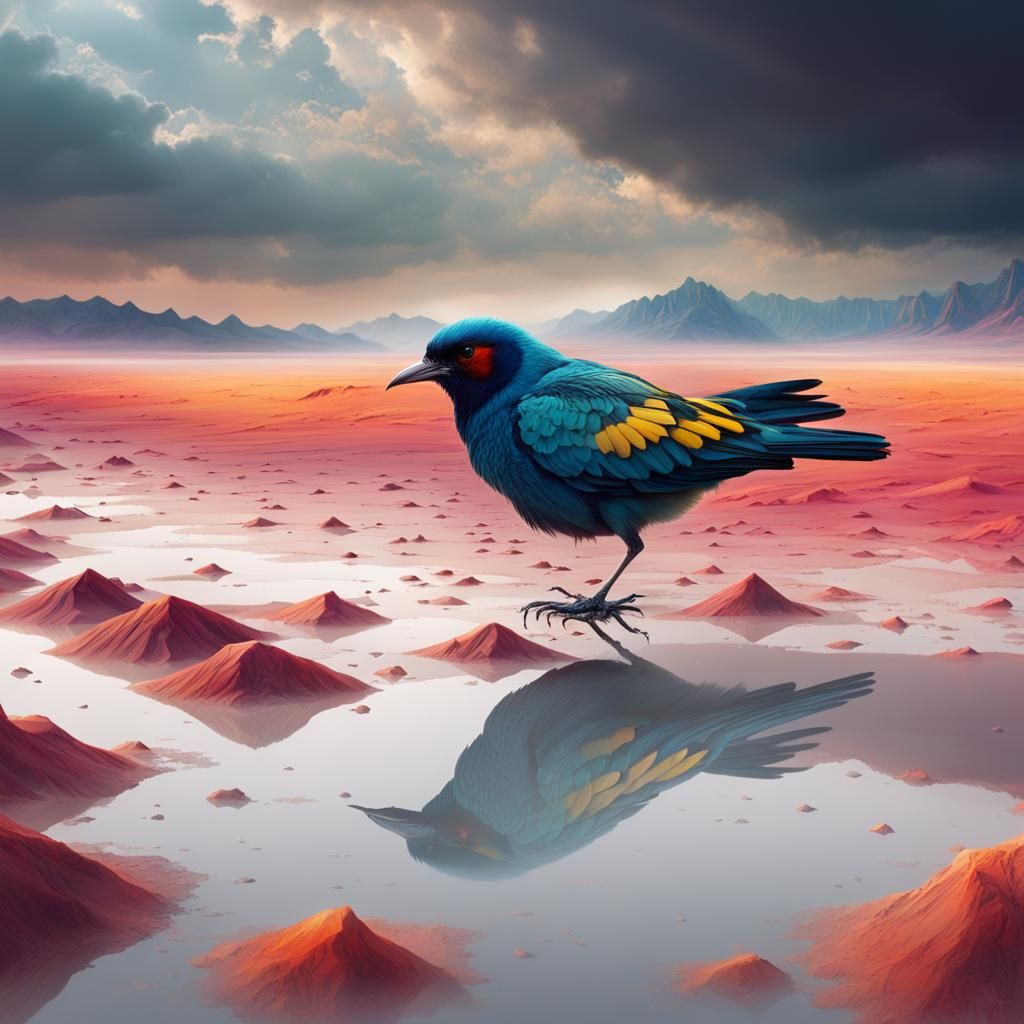 Colorful Bird in Epic Salt Desert Landscape