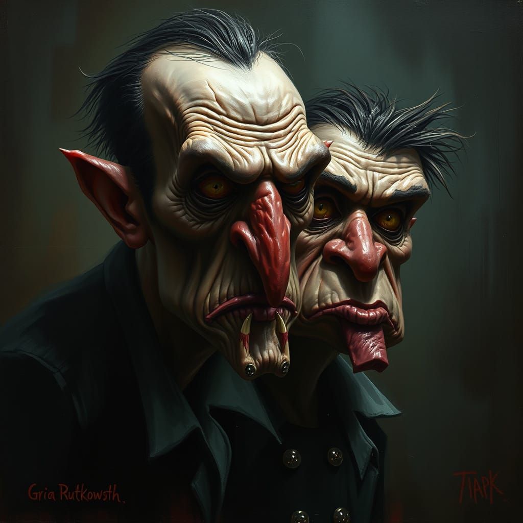 Sinister Caricatures in Greg Rutkowski Style