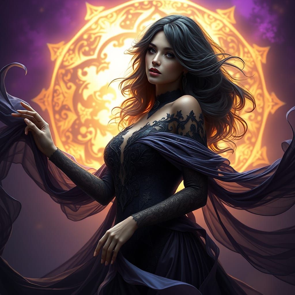 Ethereal Woman in Dark Fantasy Attire: 8K Masterpiece
