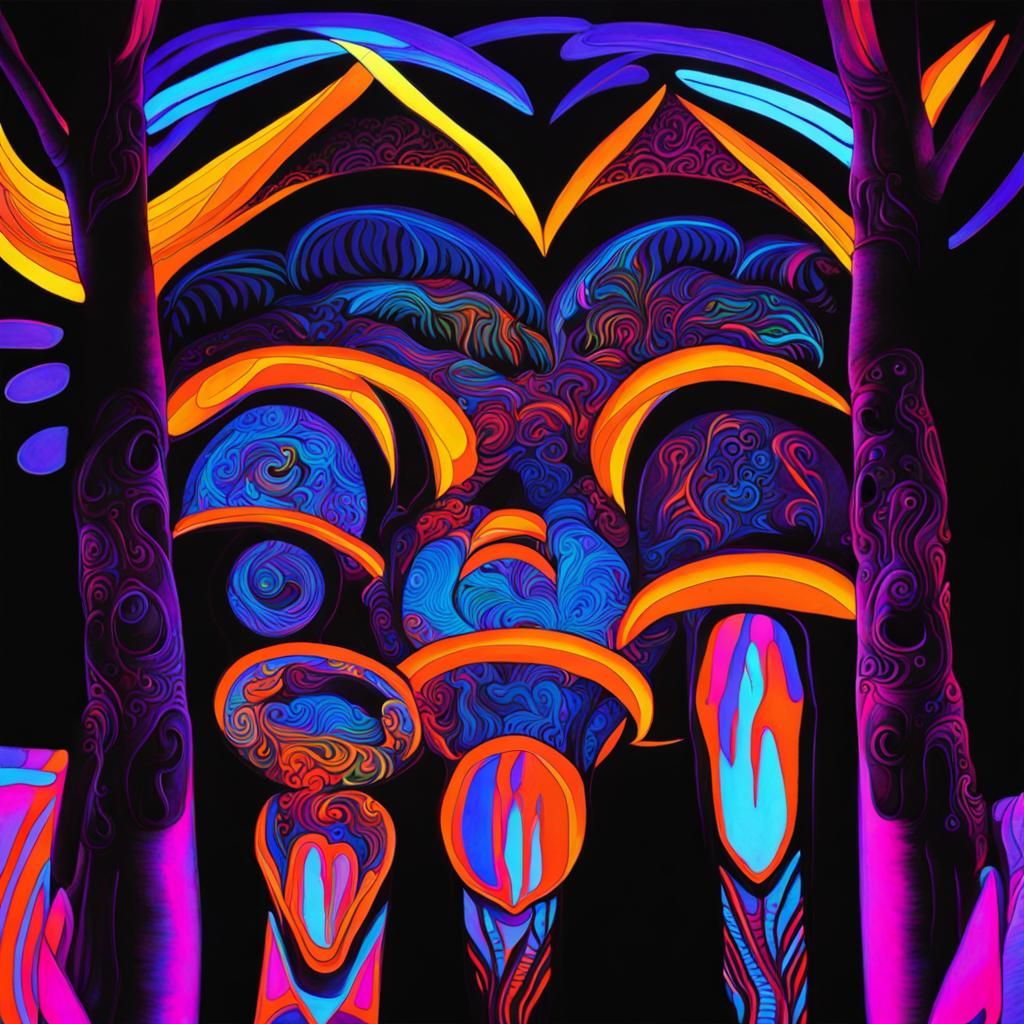 Vibrant Black Light Abstract Art