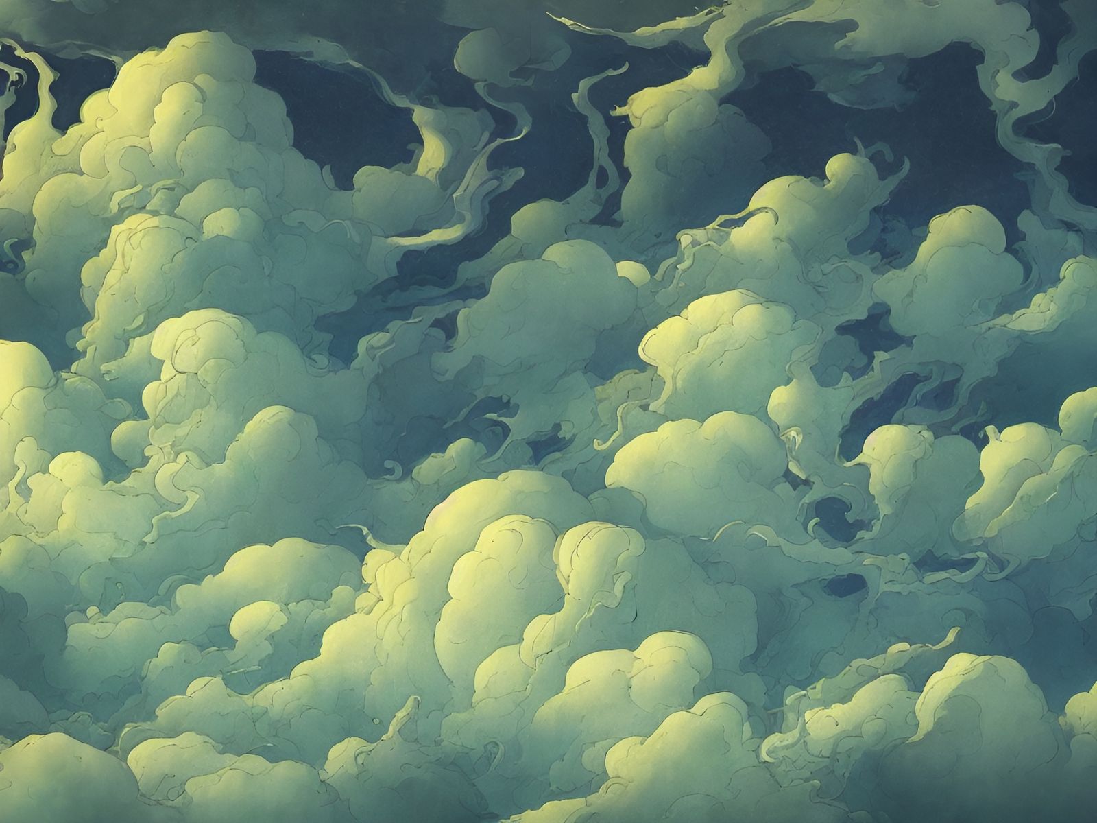 Billowing Cloudscape as Detailed Digital Art