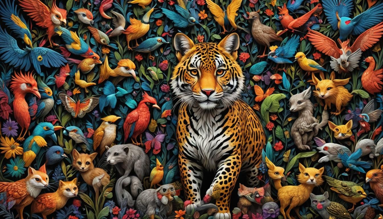 Abstract Animals in Bright, Detailed Digital Art