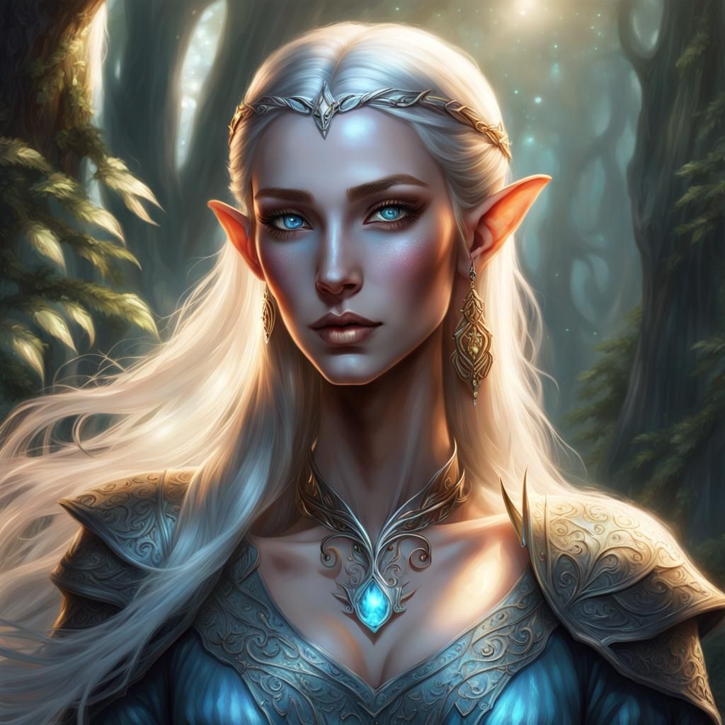 Enchanting Elf Queen in Splatter Art Style