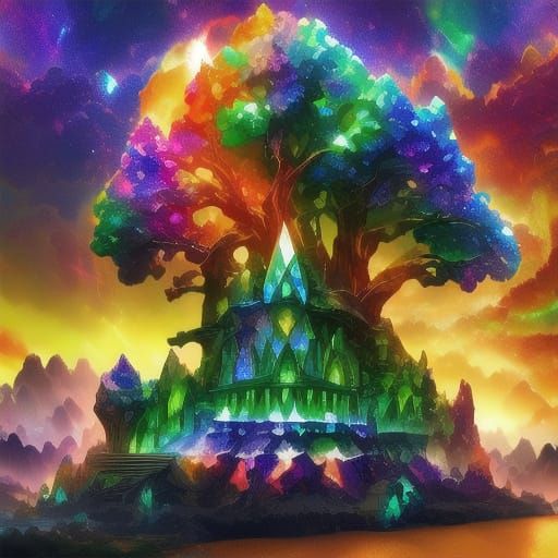 Magical Crystal Castle with Iridescent Towers