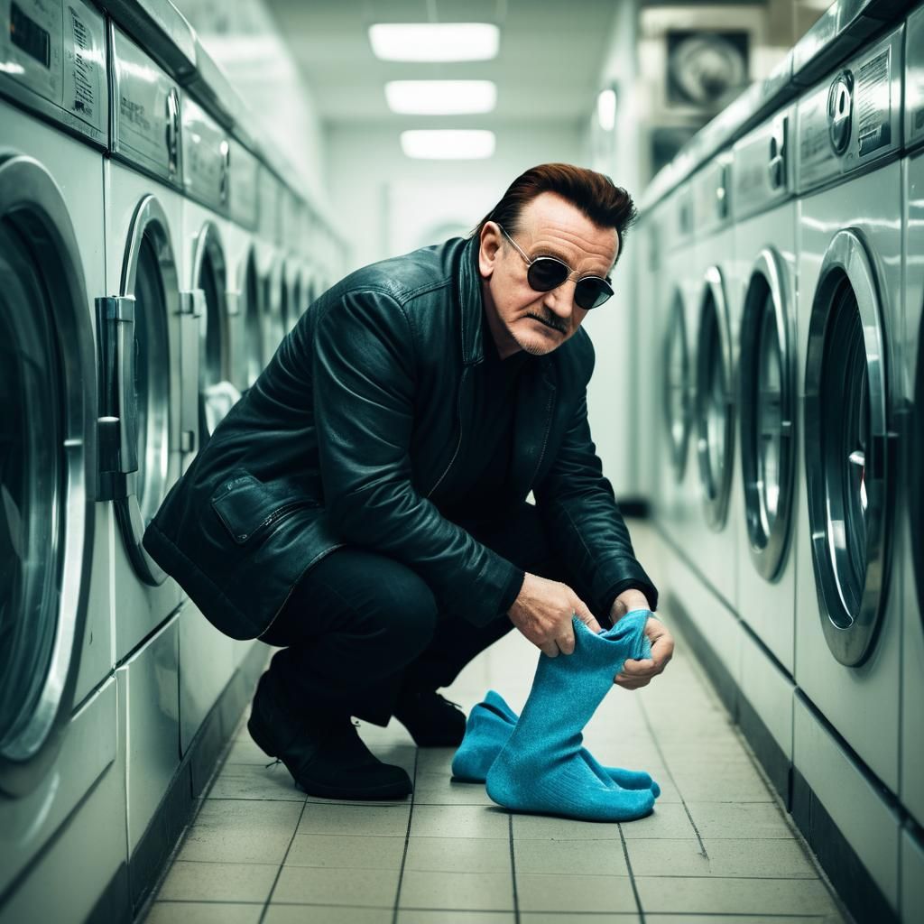 U2's Bono at the laundromat