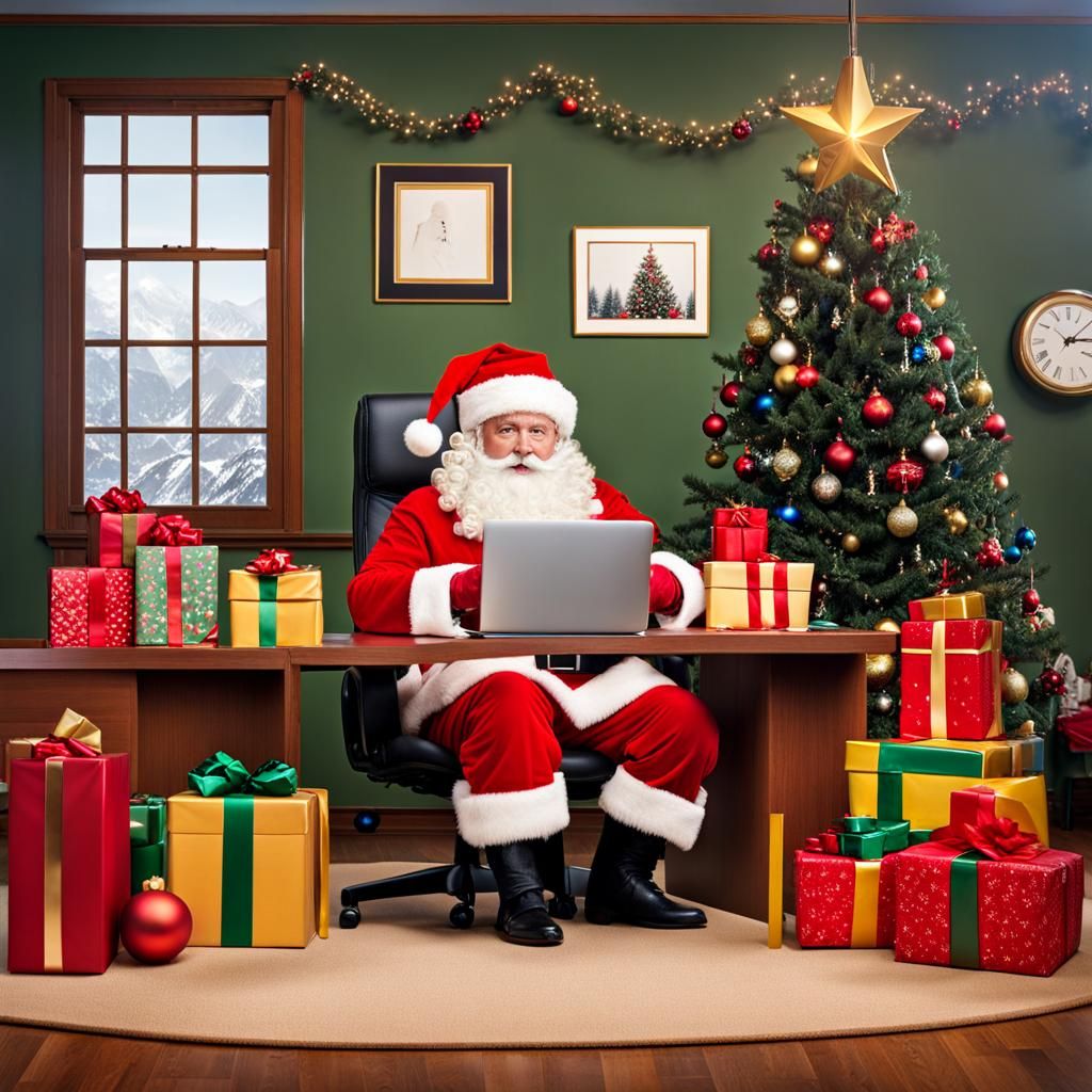 Festive Santa Portrait in Hyperreal Style