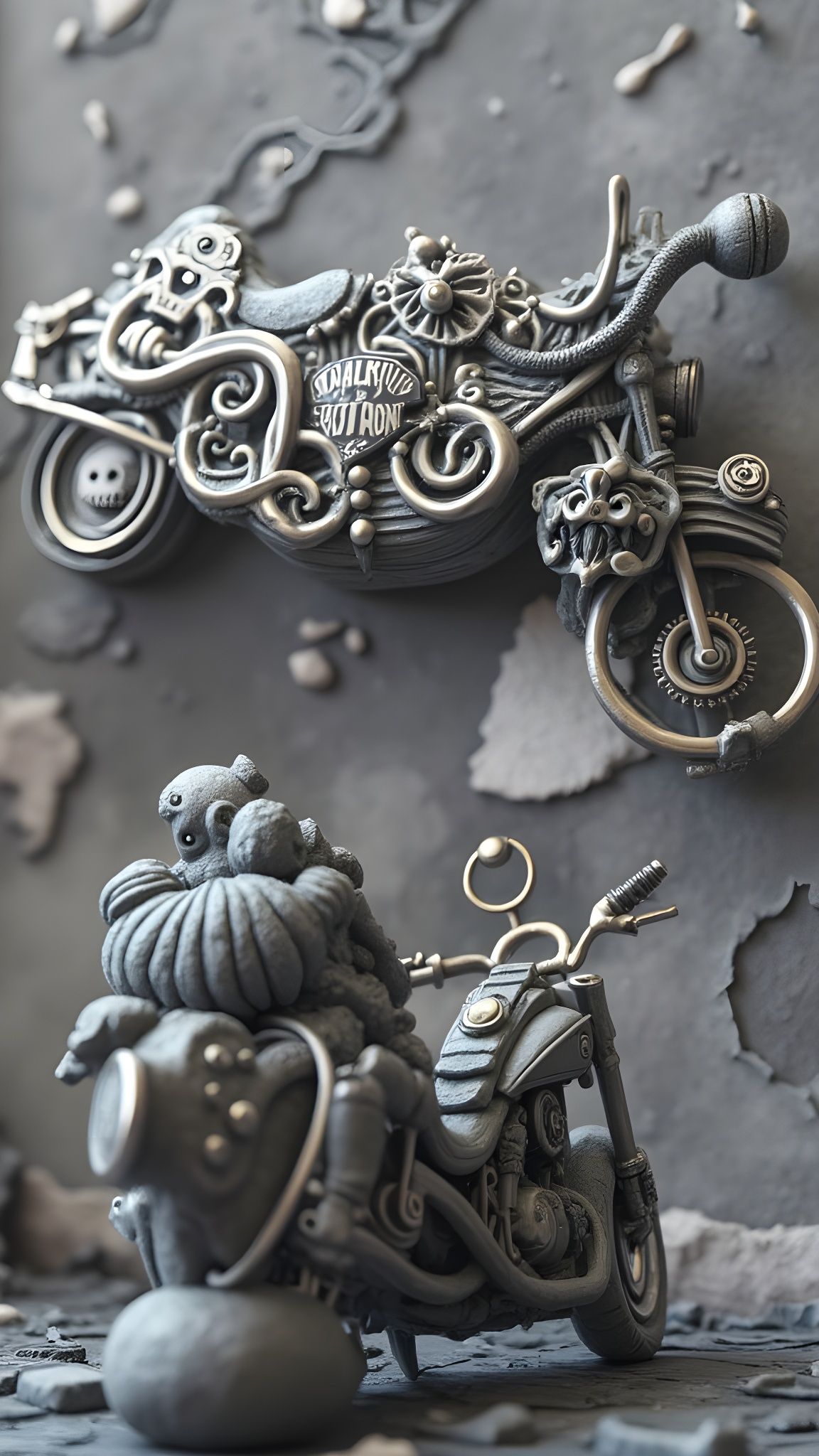 Harley-Davidson Motorcycle as Intricate Claymation Sketch