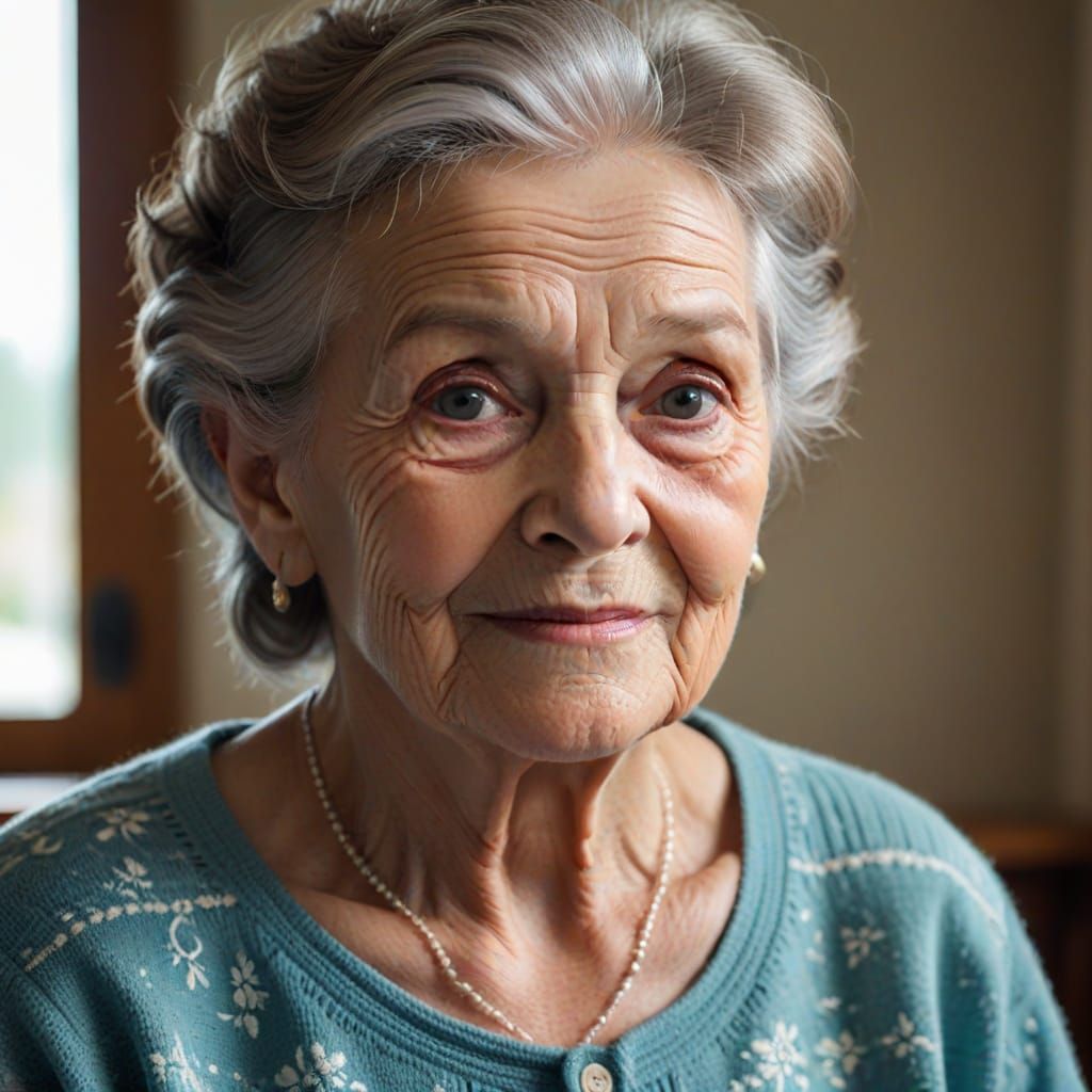 A Warm Grandmotherly Gaze in a Heartfelt Portrait