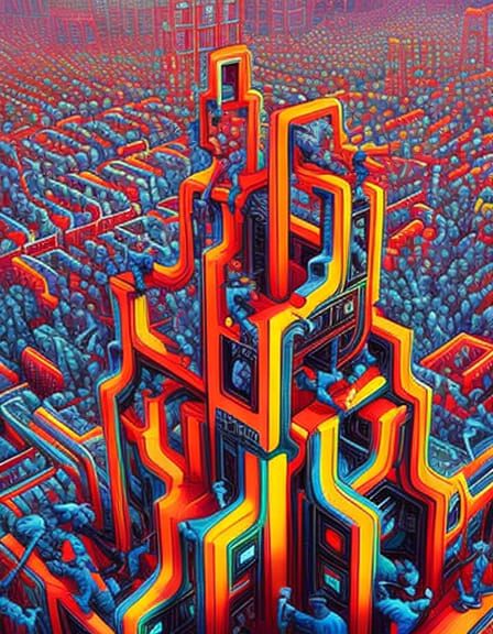 Isometric 3D Tetris Parkour Digital Illustration