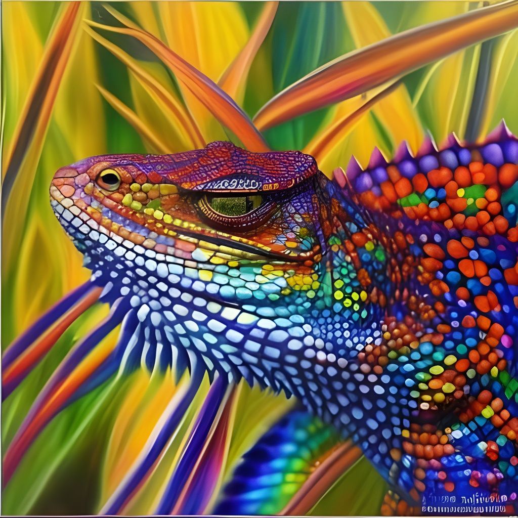 Ornate Lizard with Prismatic Colors
