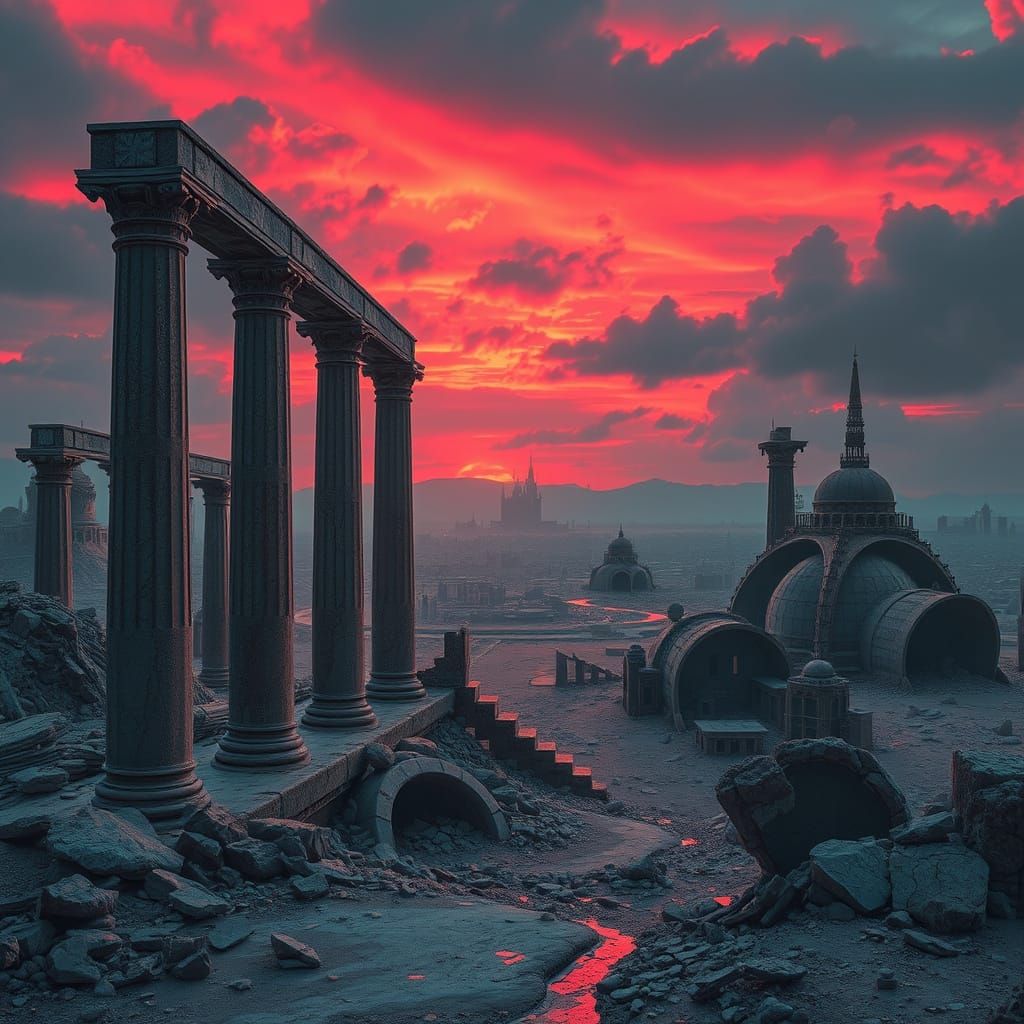 Post-Apocalyptic Landscape in Digital Art Style