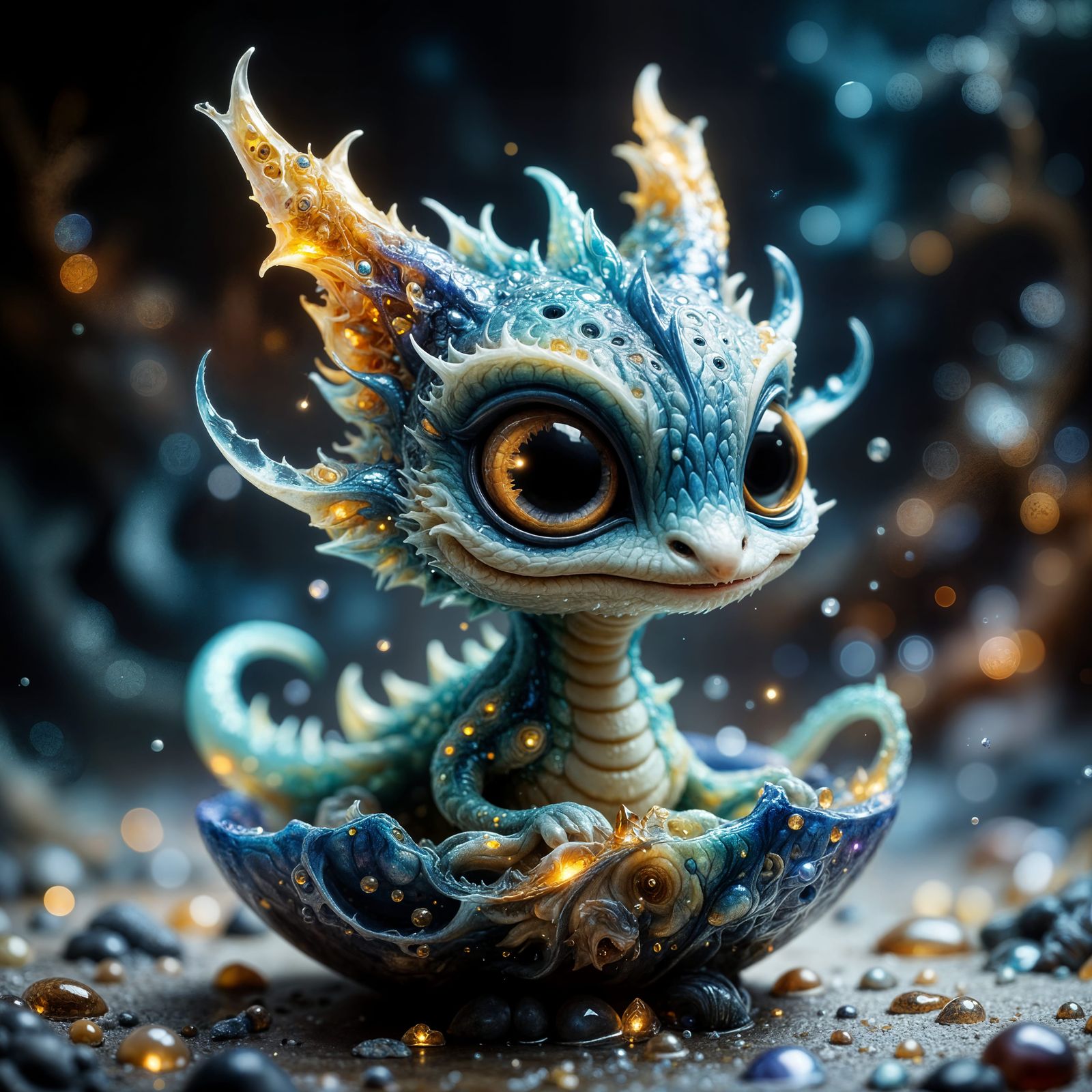 Dragon Hatchling Concept Art with Blue Scales