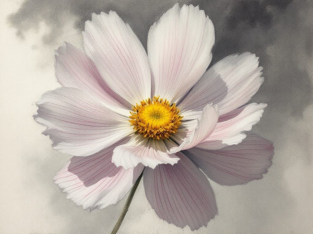 Cosmic Bloom in Charcoal Hues