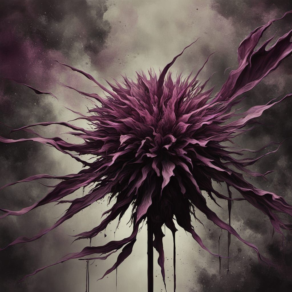 Maroon Tuft Bush Surrealism Painting