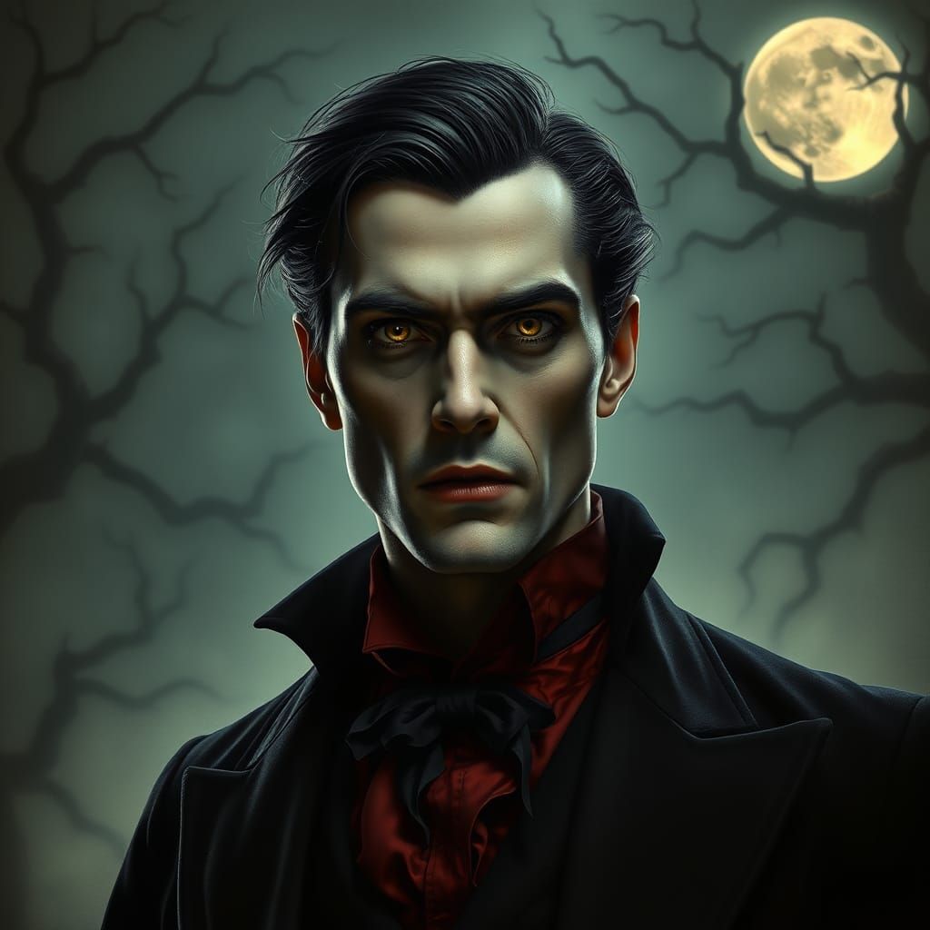 Mysterious Vampire in Dark Surrealist Style