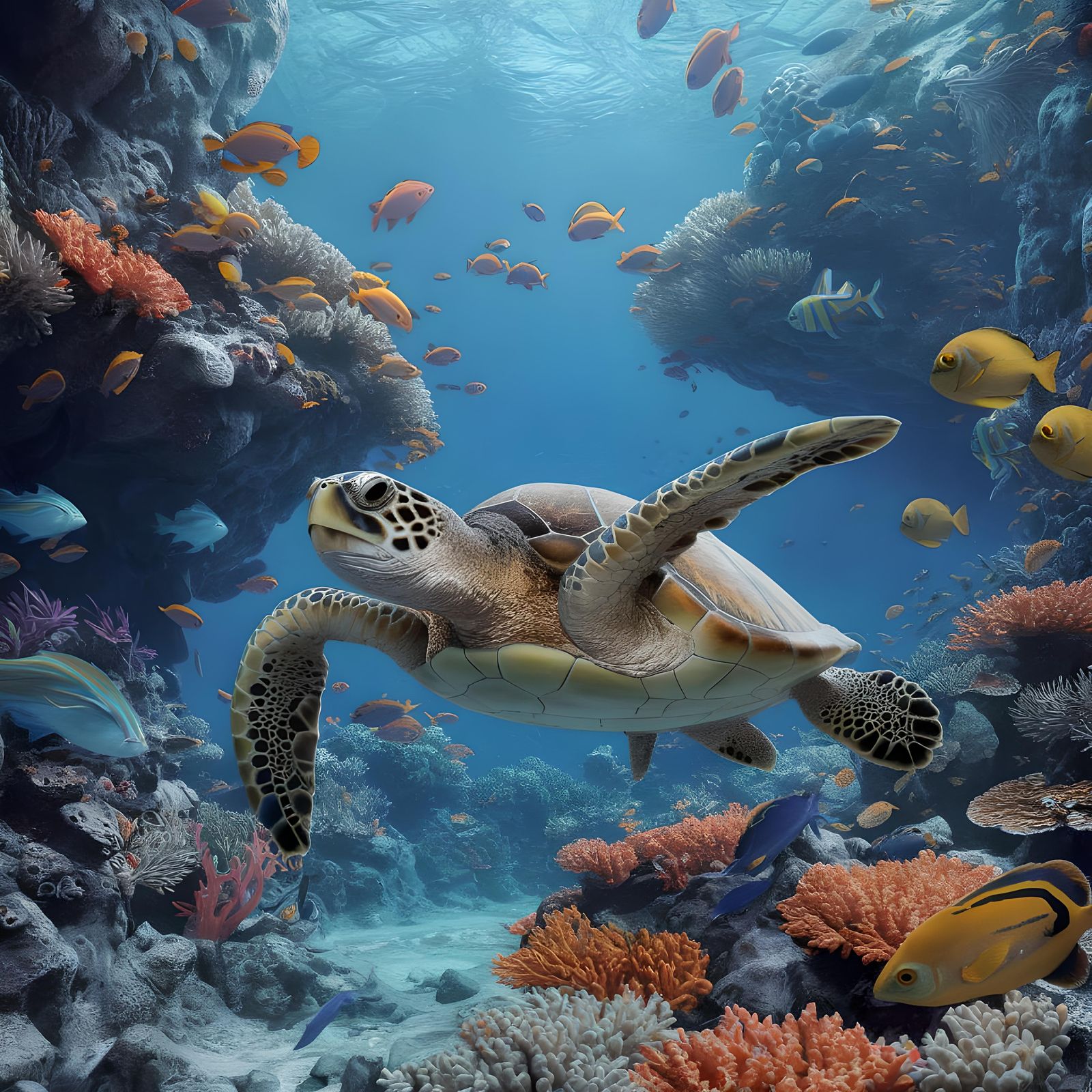 Coral Reef Beauty in Hyper-Realistic 3D Anime Art