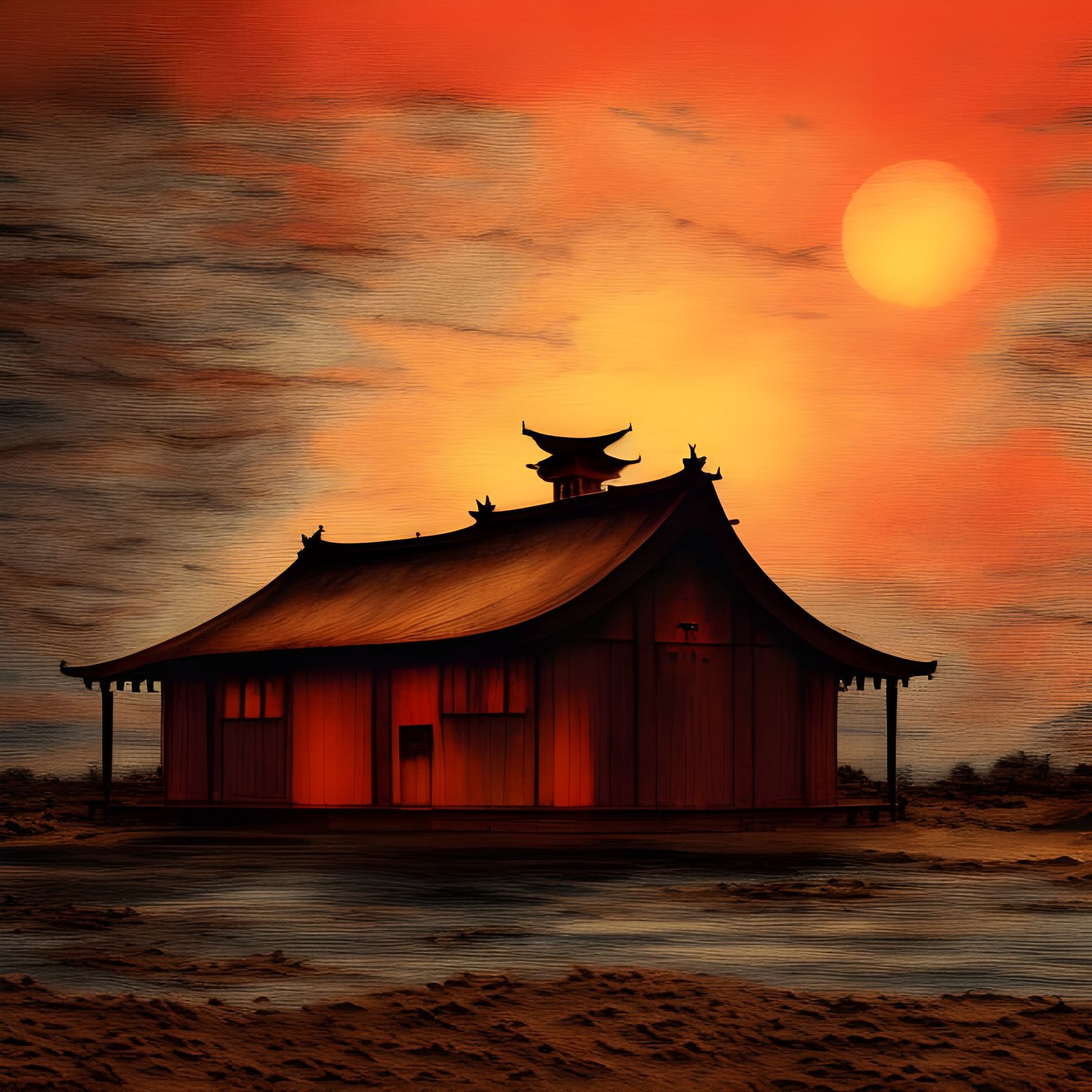 Japanese House in Academic Art Style