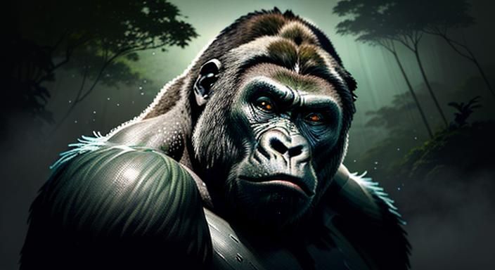 Manhwa Silverback Gorilla Stained Glass Mosaic