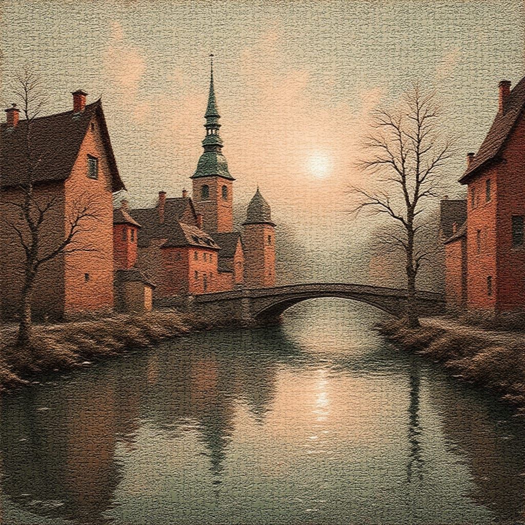 Sternbrücke Bridge in Weimar as Oil Painting