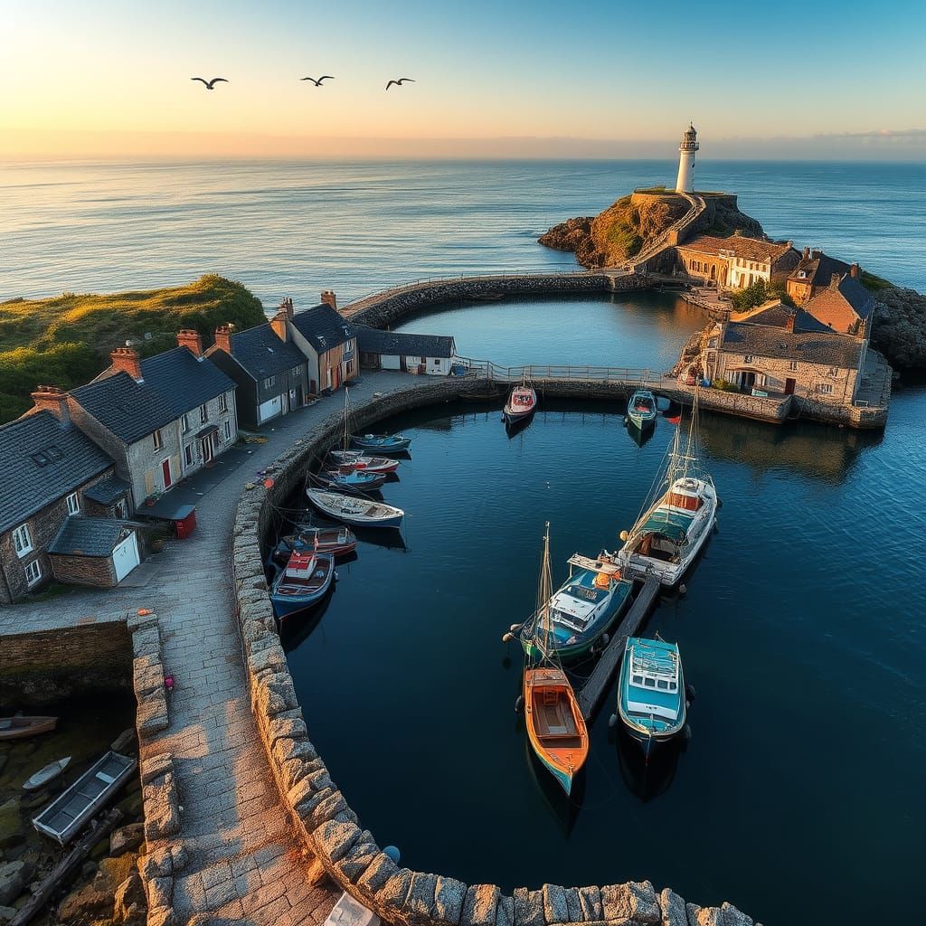 Coastal Sunrise in Brittany's Ancient Harbor