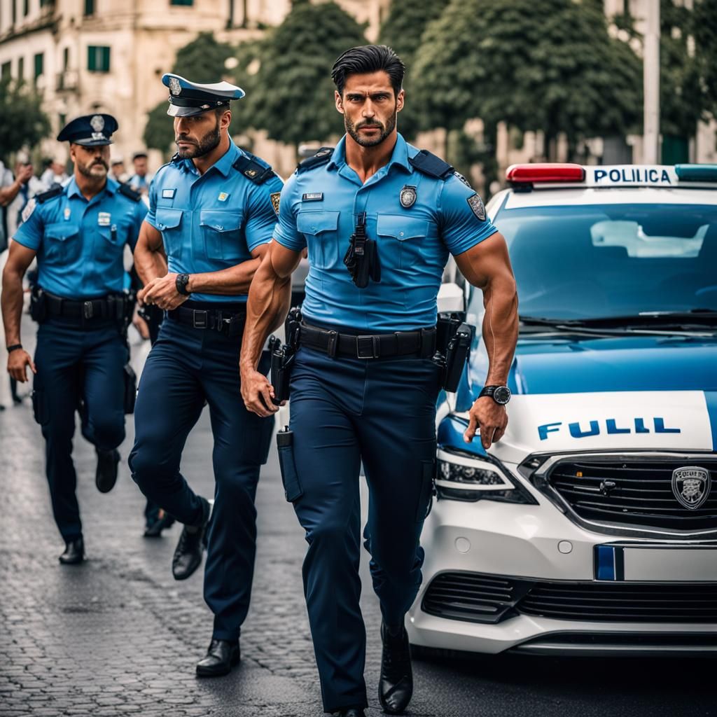 Hyperrealistic Italian Policeman Model in Uniform