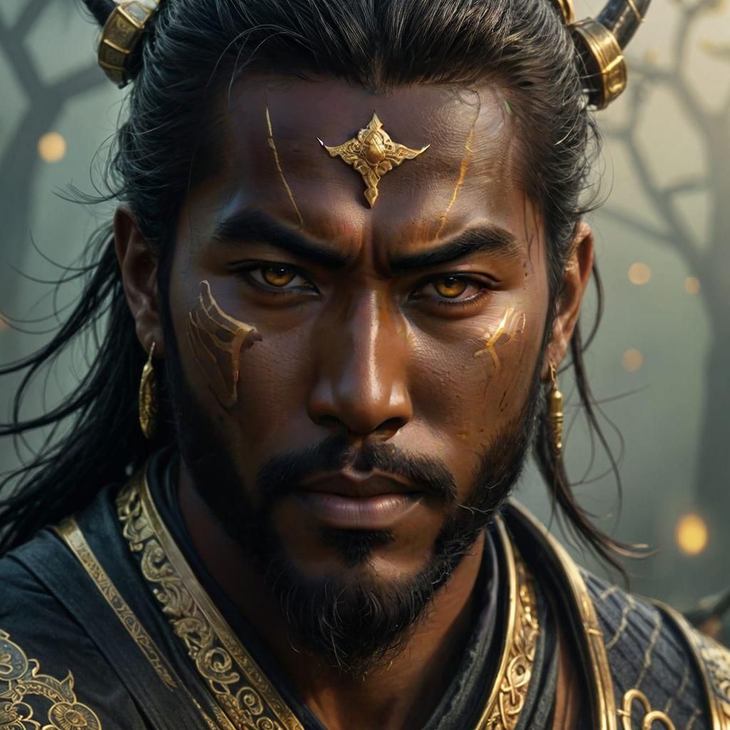 Fantasy Samurai Mercenary in Fog, Digital Art