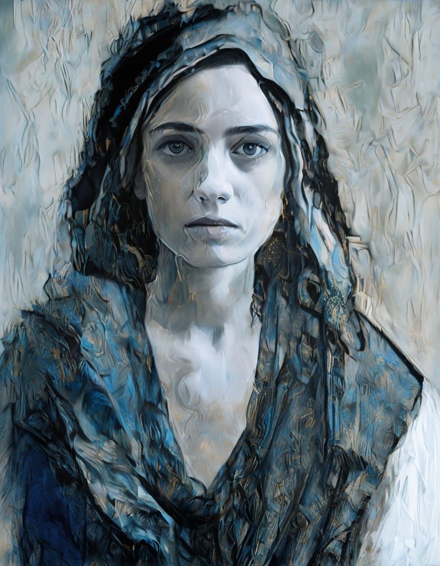 Ethereal Portrait of a Young Woman in Vermeer Style