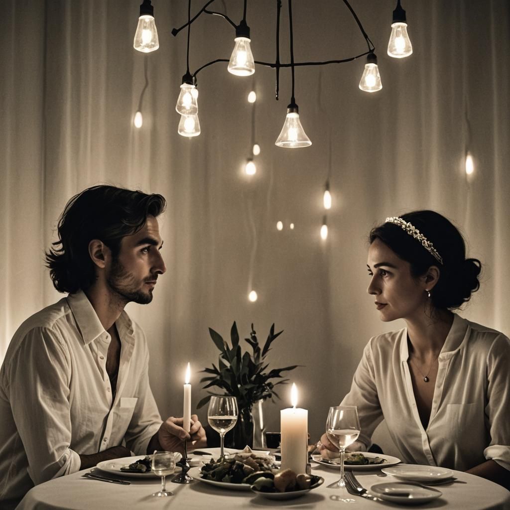 Romantic Candlelit Dinner in Dadaism Style