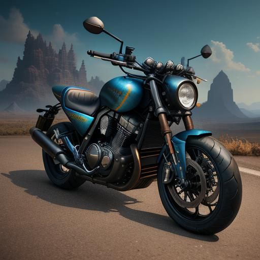 Fantastical Motorcycle in Detailed Matte Painting