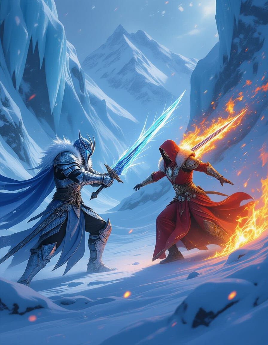 Ice Warrior vs Fire Warrior in Frozen Pass