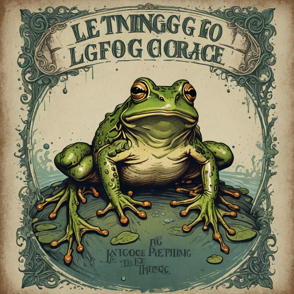 Distressed Vintage Frog Drawing About Letting Go