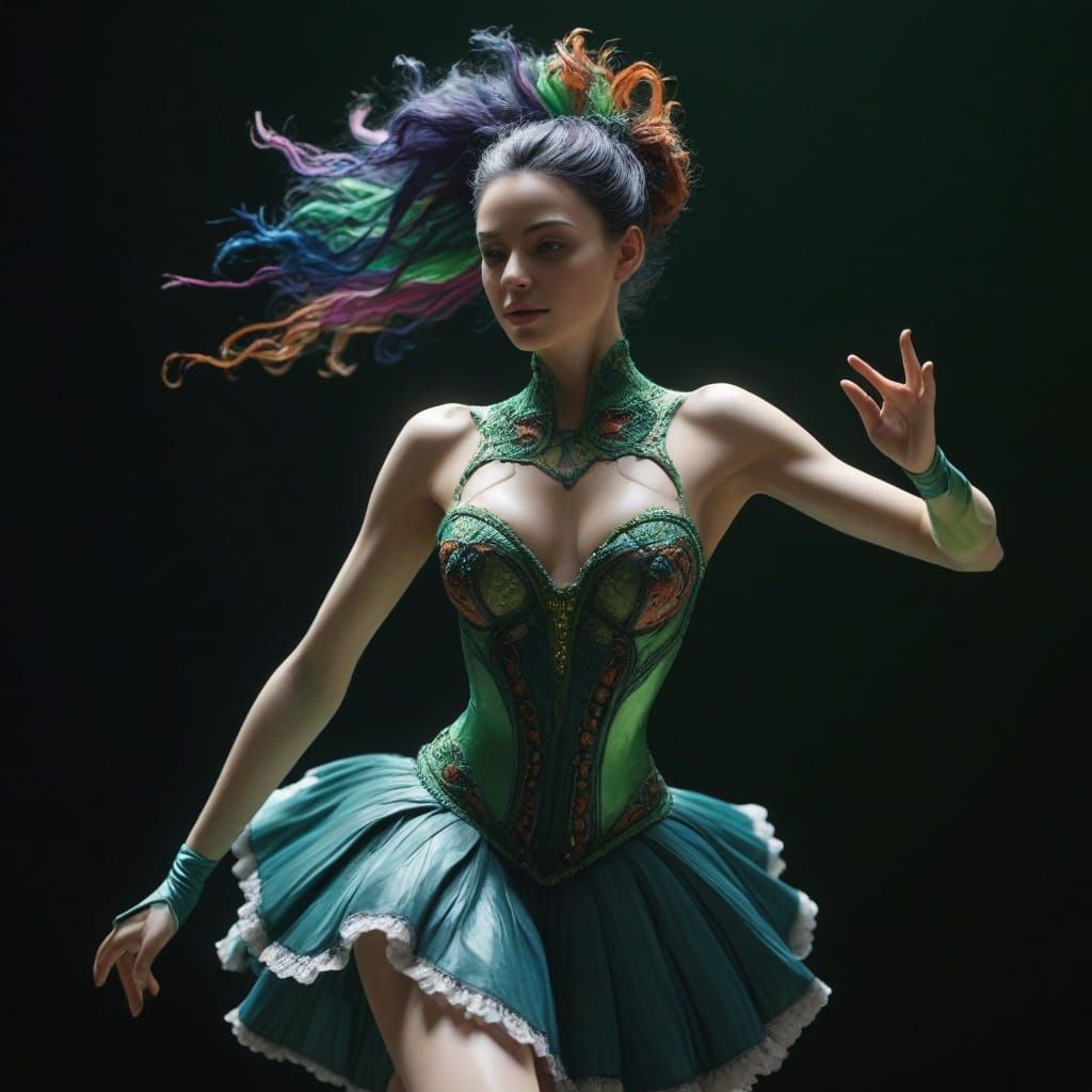 Ethereal Ballerina in Vibrant Green