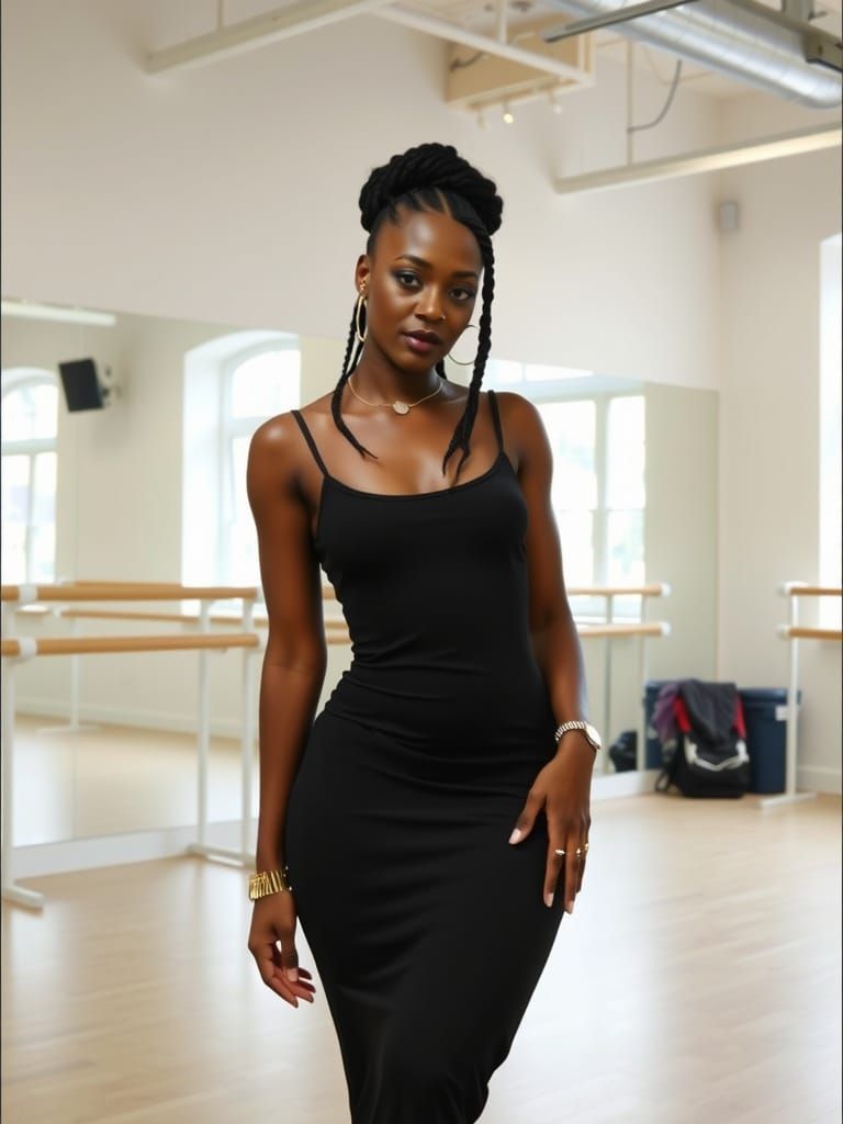 Black Woman in Ballet Studio
