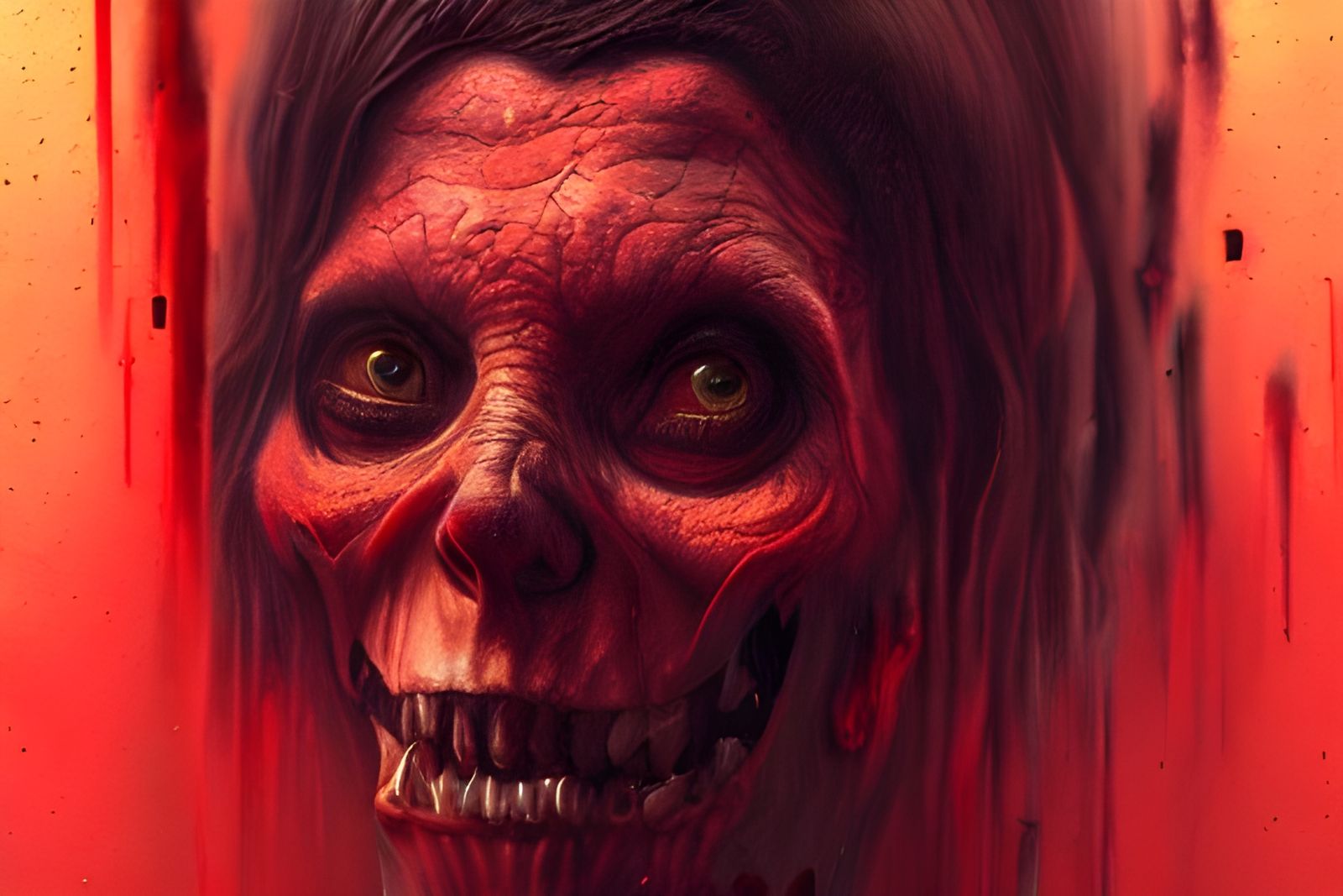 Intense Horror Oil Painting in Charcoal Style