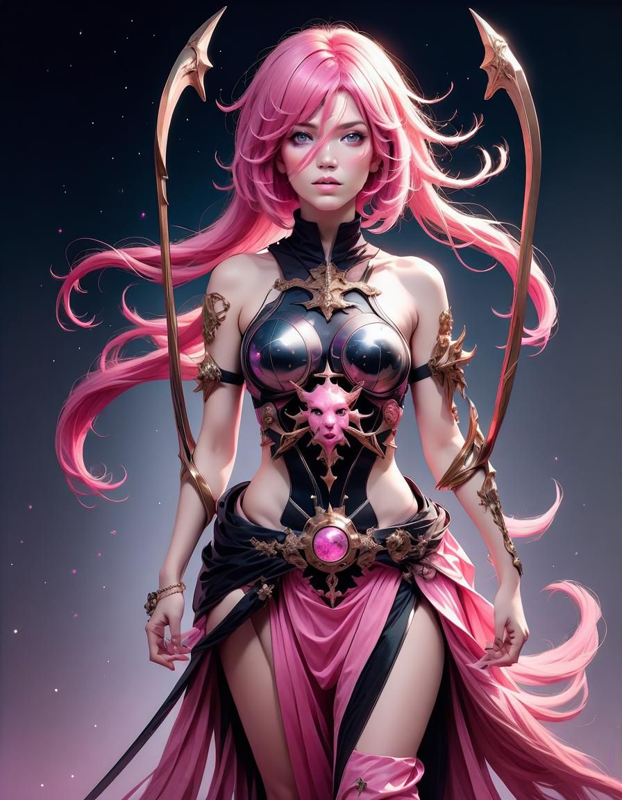 Sagittarius: A Beautiful Woman with Pink Hair