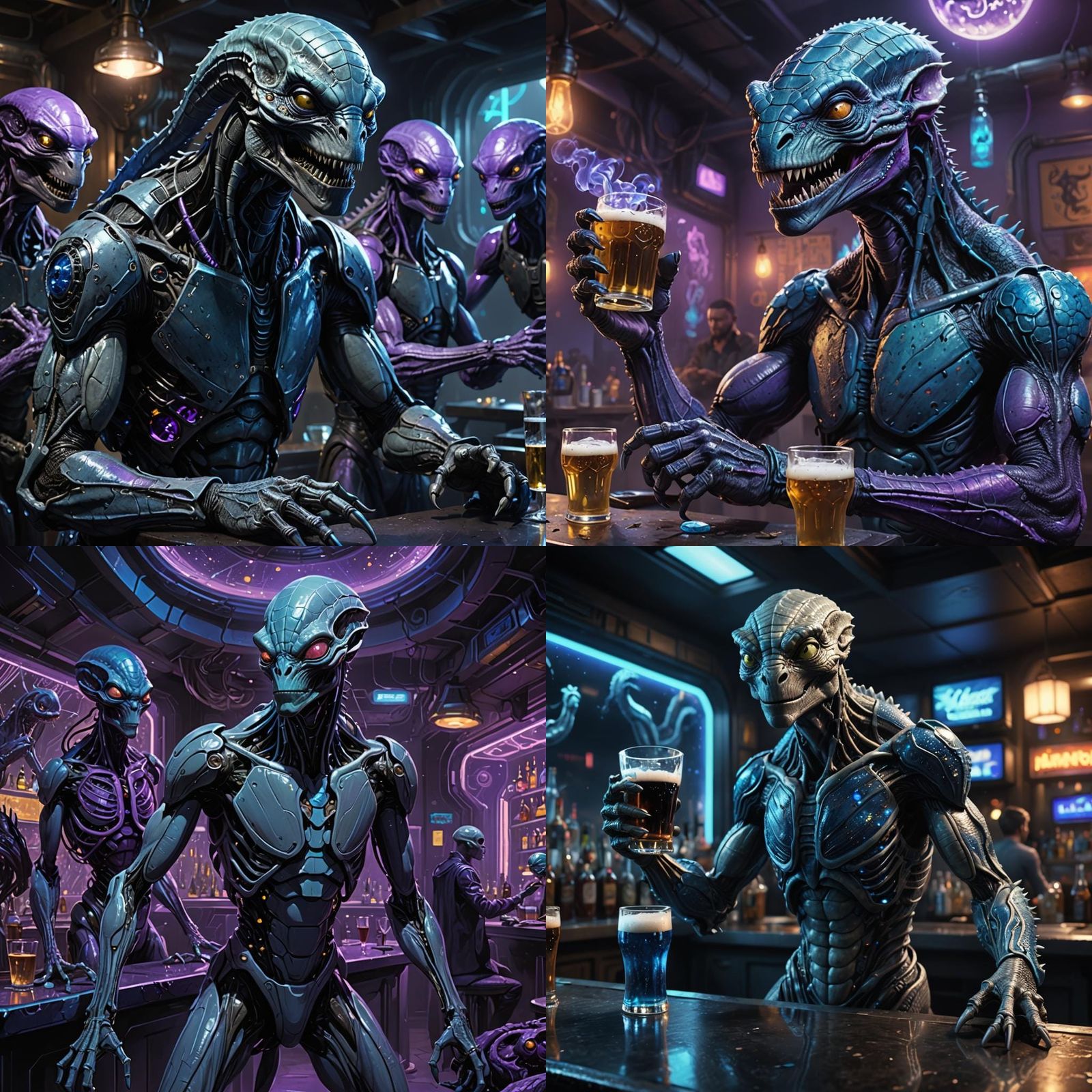 Sci-Fi Alien Bar Scene in 3D Digital Art