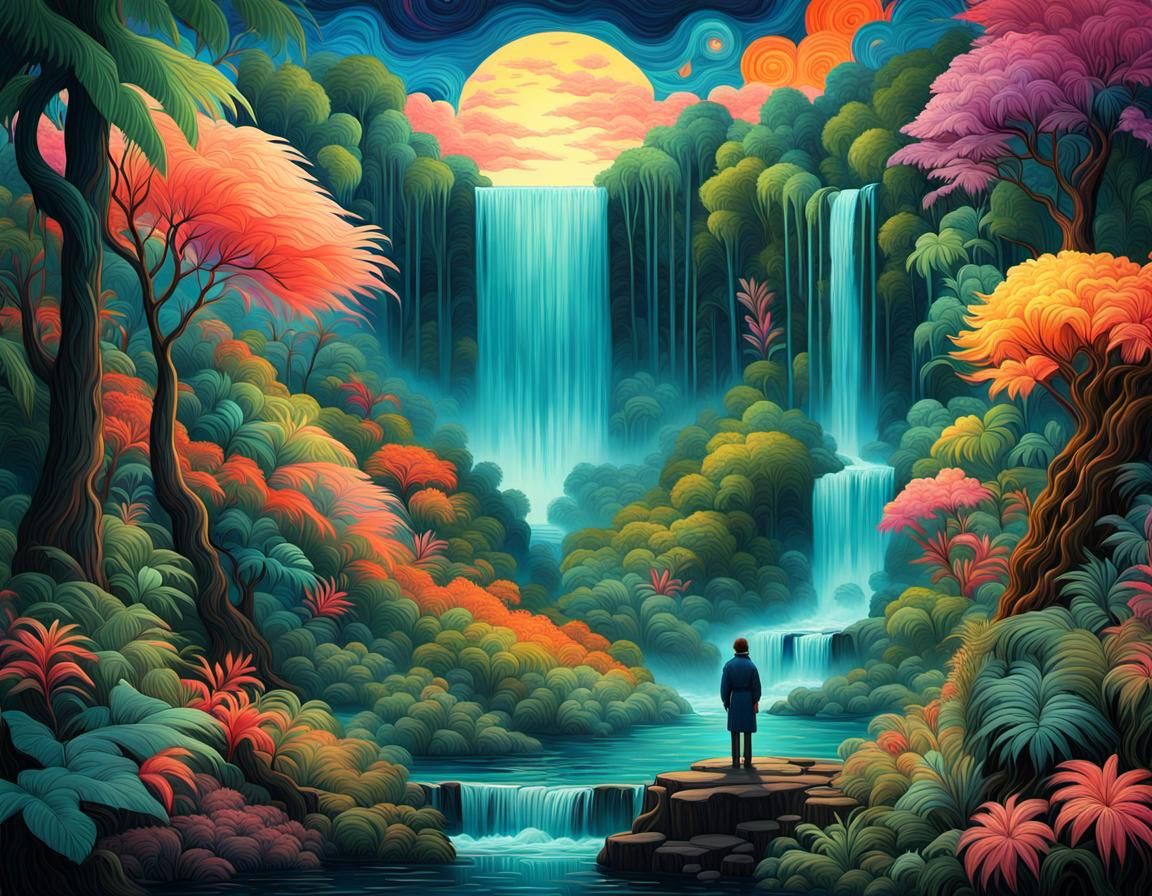 Surreal Jungle Dreamscape: Van Gogh Meets Hyperrealism