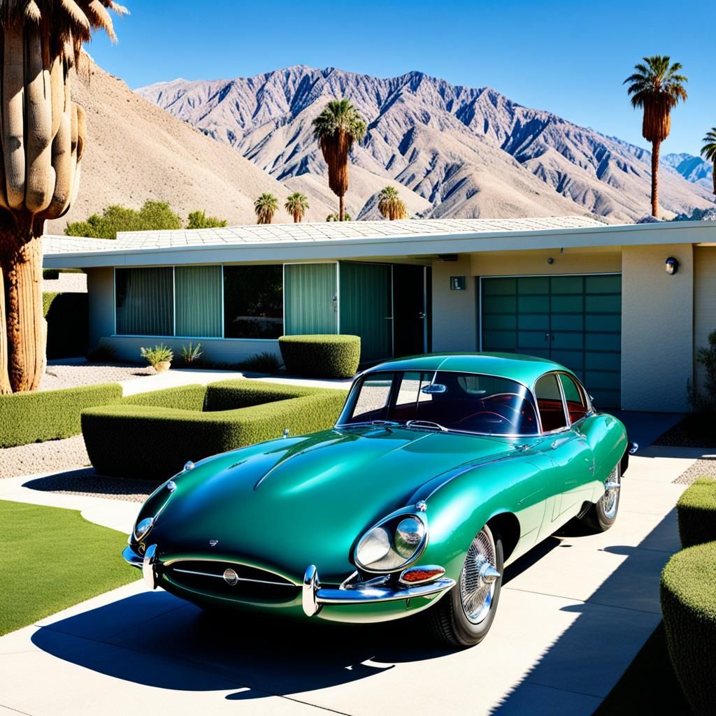 1967 Jaguar at Palm Springs Mid-Century House