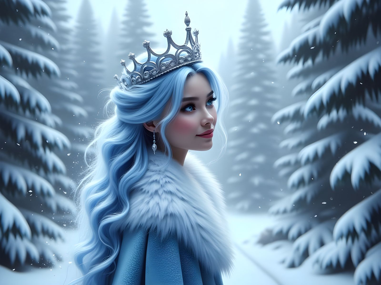 Snow Queen in Winter Palace, Hyperrealistic Photography