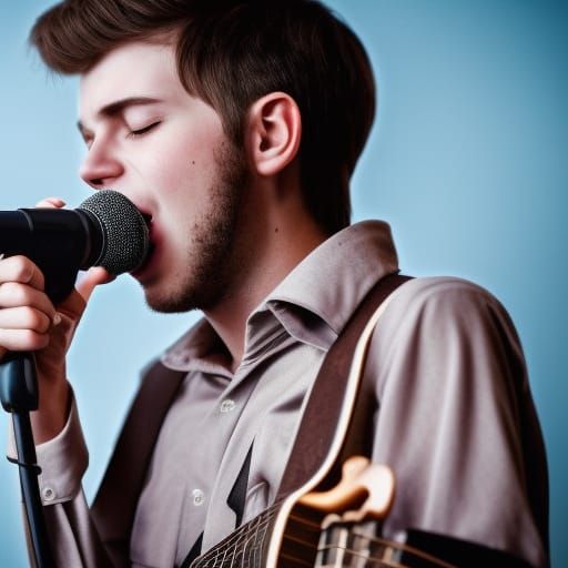 Boy Singing with Eyes Closed, Hyperrealistic Detail