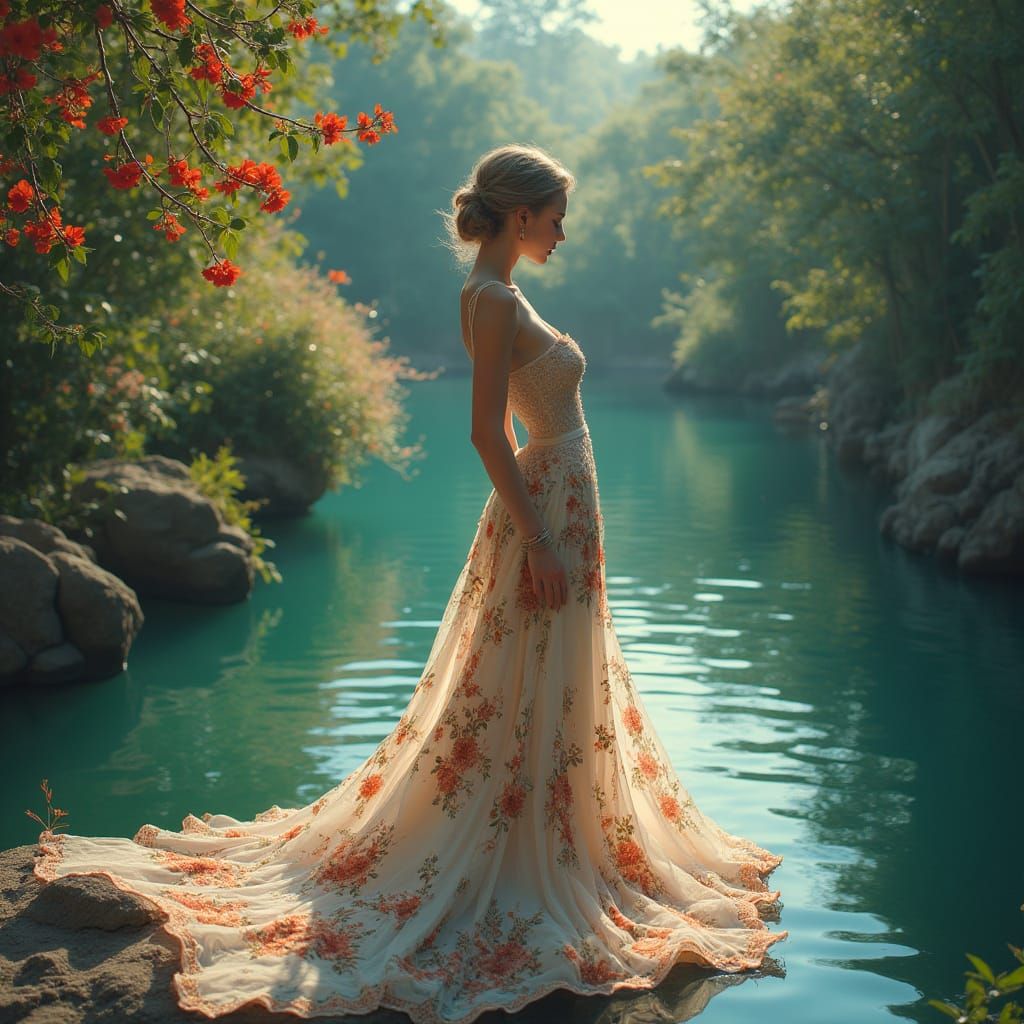 Woman standing by the river