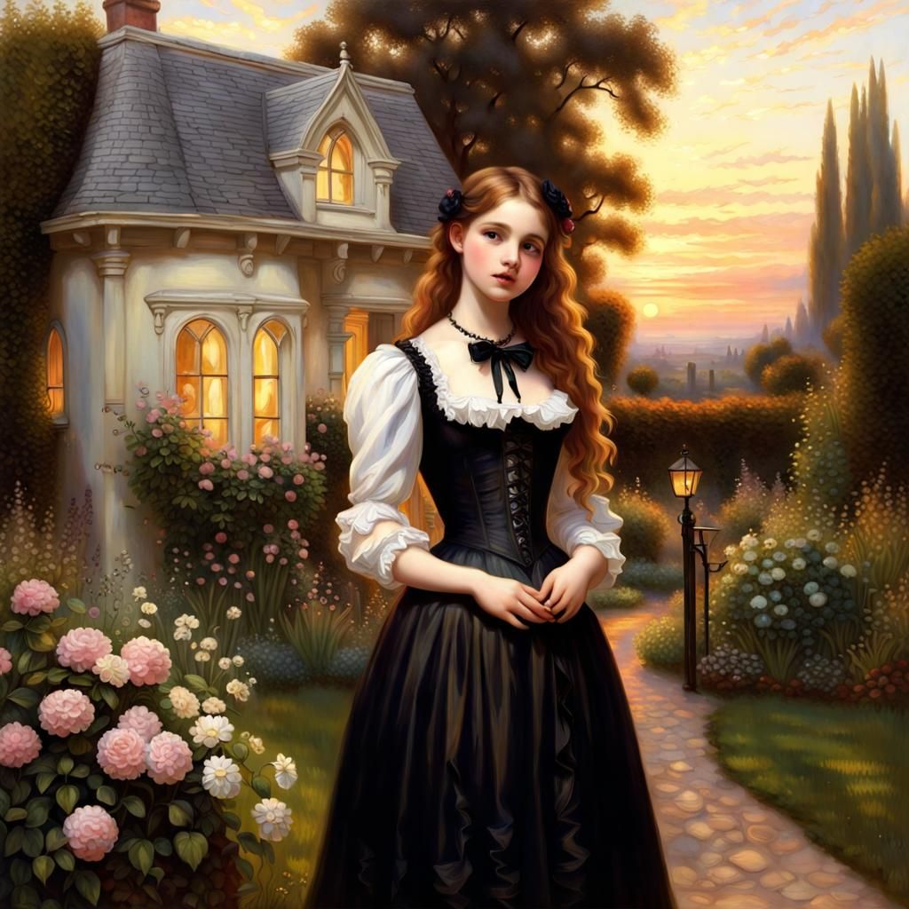 Gothic Victorian Cottage in Golden Hour Light