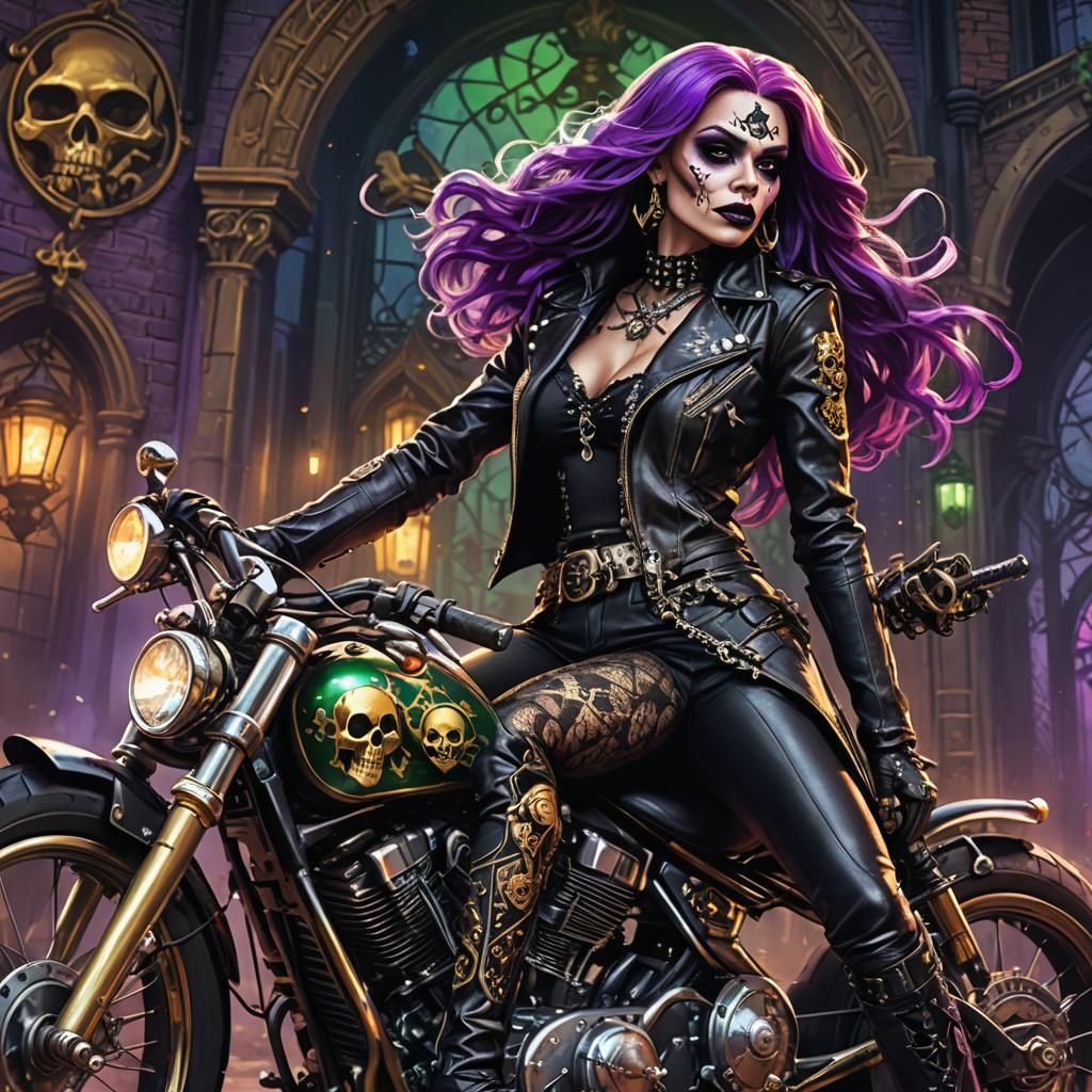 Gothic Fantasy Drag Queen on Ornate Bike
