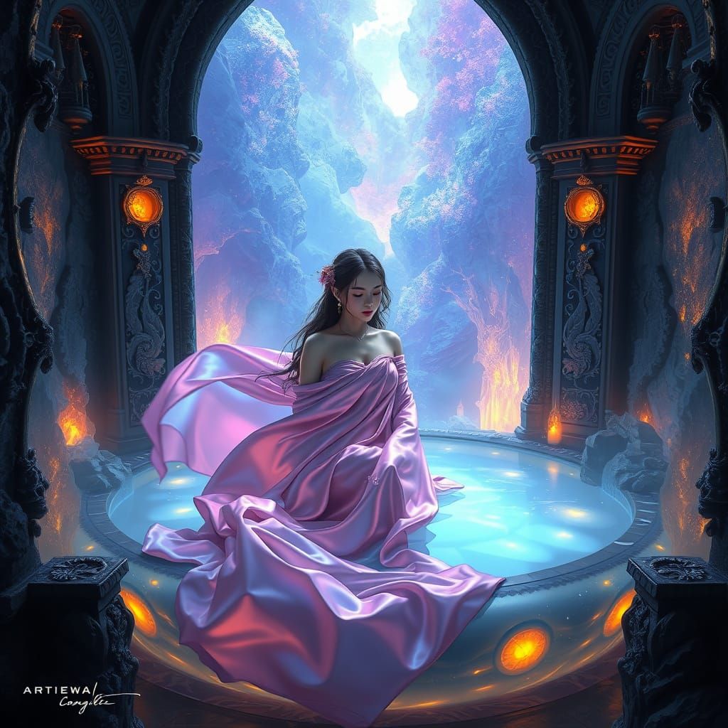 Ethereal Bath Scene in Unreal Engine 5 Style