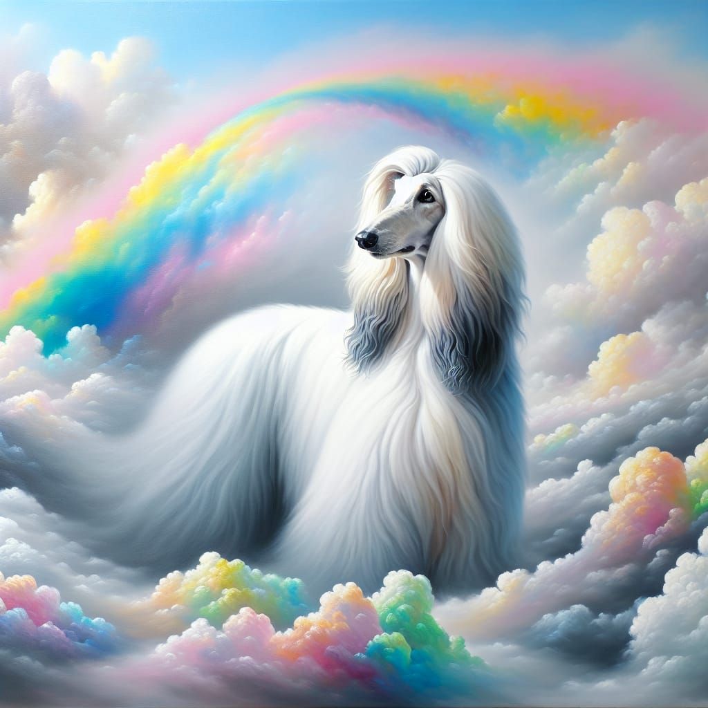 Afghan Hound in Ethereal Rainbow Mist