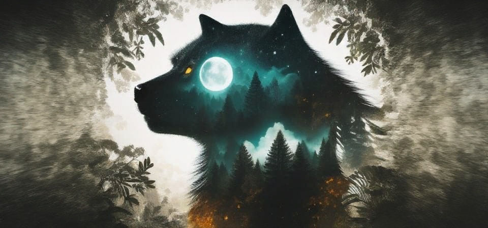 Wolf Forest Double Exposure Portrait
