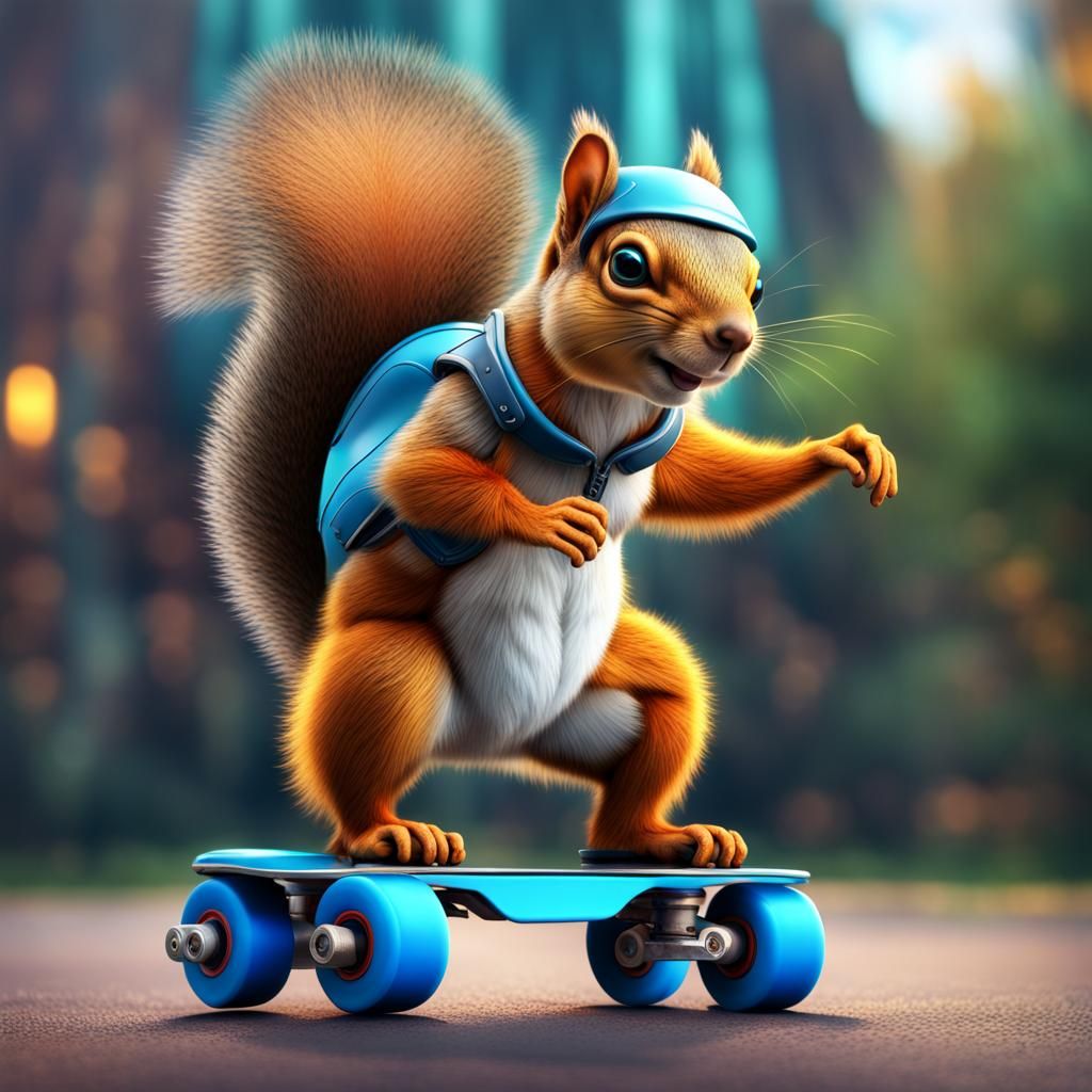 Squirrel on Roller Skates: Detailed Matte Painting
