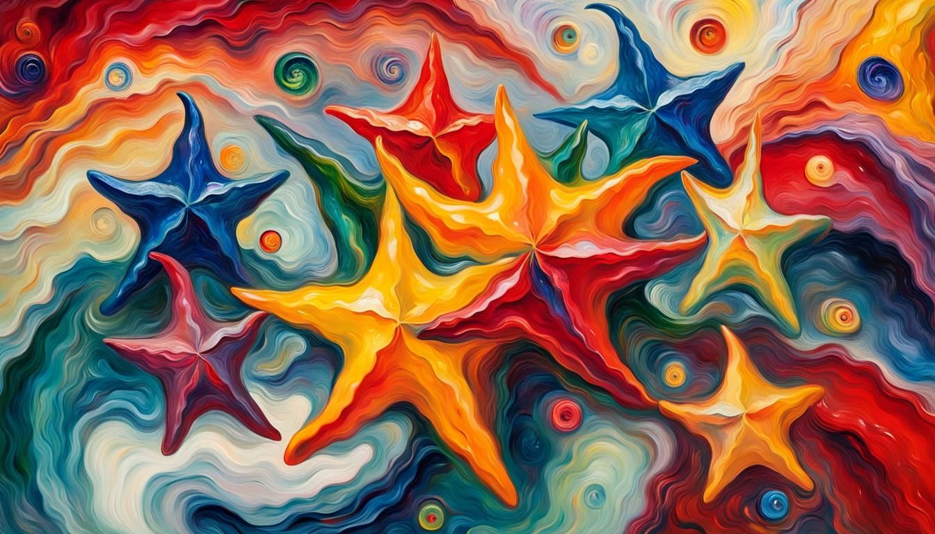 Vivid Chili Pepper Stars in Abstract Impasto