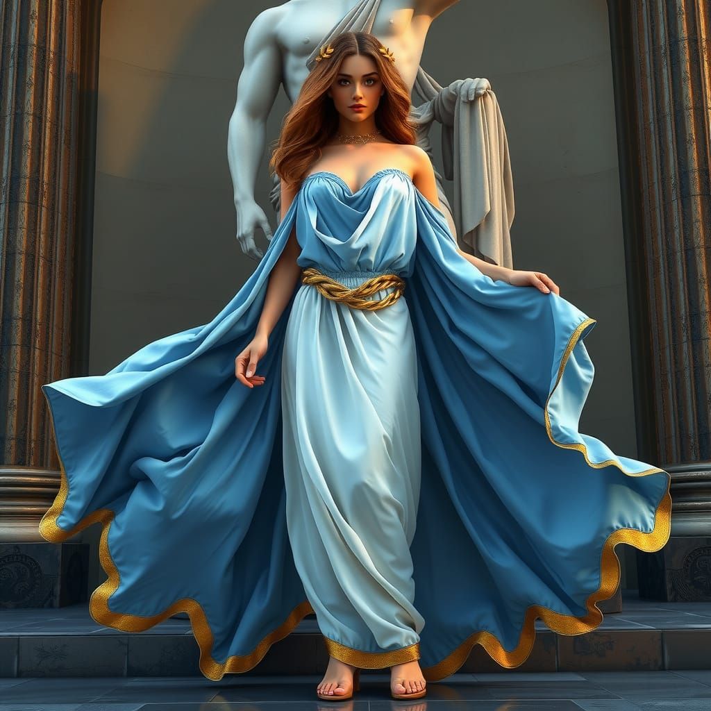 Grecian Goddess in Flowing Dress: Fantasy Art